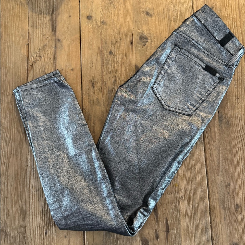 Metallic Silver Women Jeans